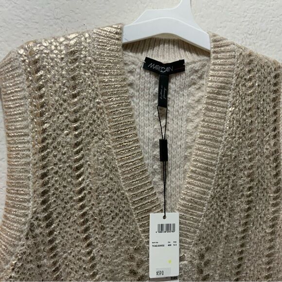 New $590 Marc Cain Yellow Cable Knit Sweater Tank Top virgin wool size N3 / 8 - Picture 5 of 15